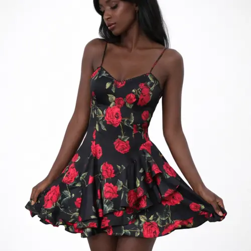 Rose Noir Silk Dress