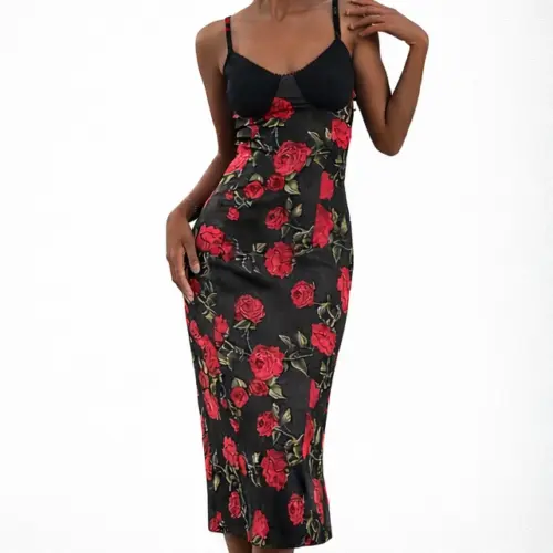 Rose Élégance Silk Dress