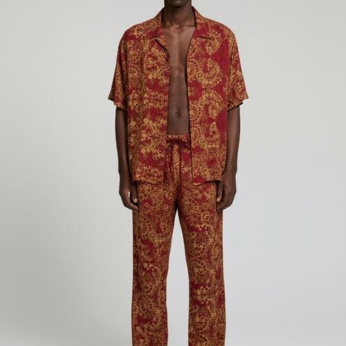 Burgundy Gold Silk set