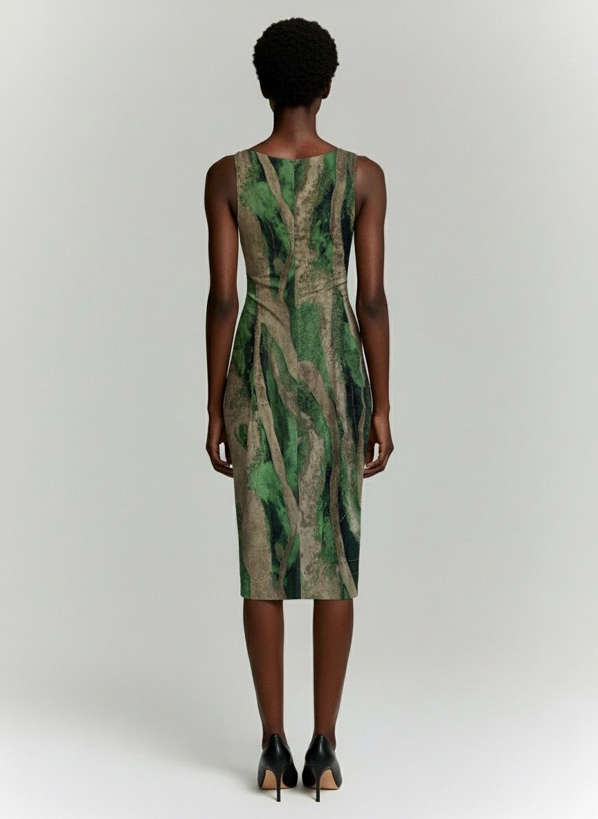 Emerald Flow Midi Dress - Görsel 5