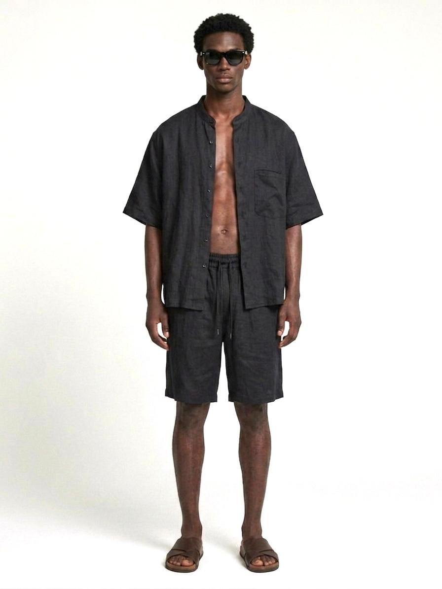 Men’s Black Linen Set - Görsel 2