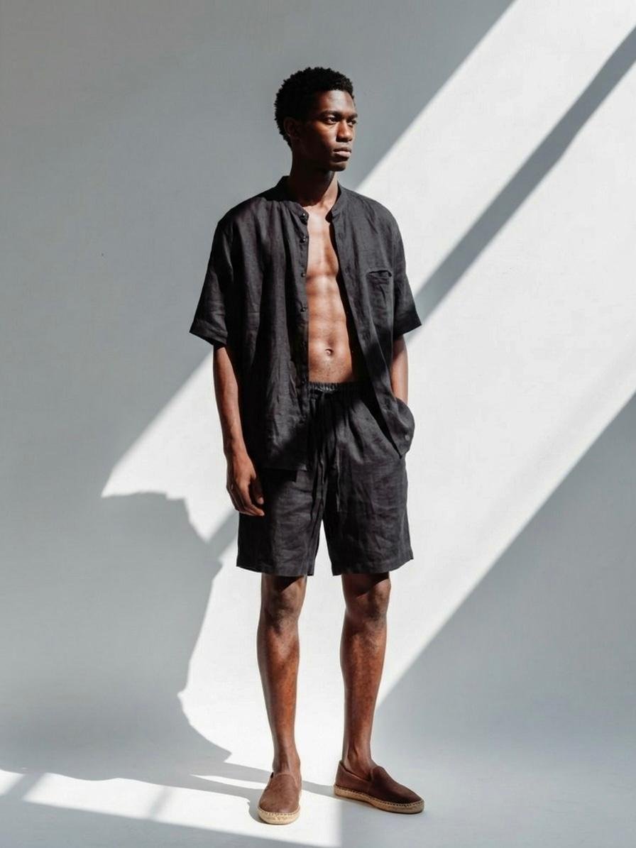 Men’s Black Linen Set