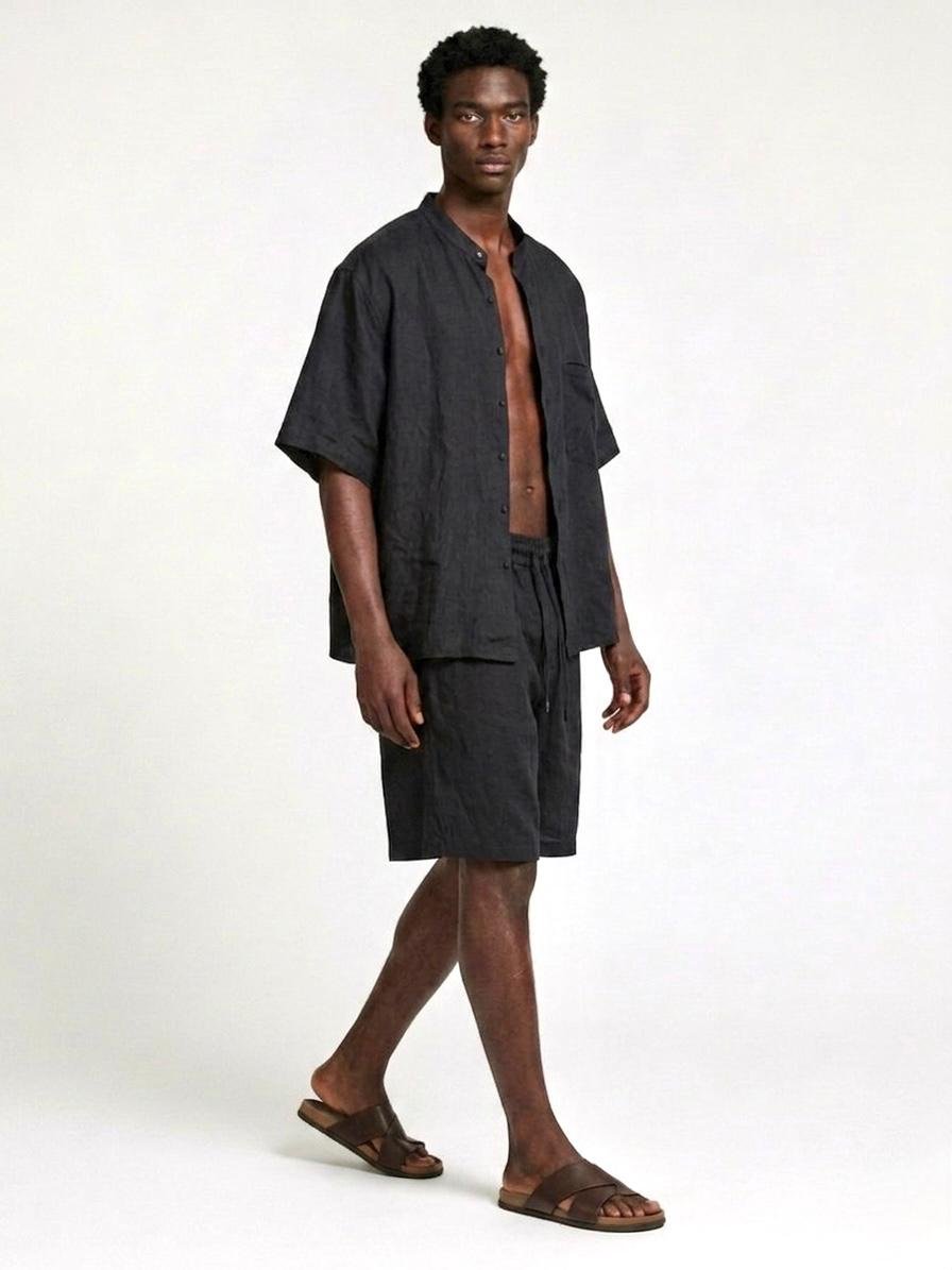 Men’s Black Linen Set - Görsel 3